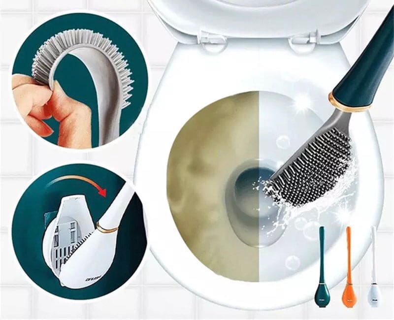 Spoon Shaped Toilet Brush with Holder, New Soft Silicone Toilet Brushes with Hanging Holder Set Wall-Mounted Long Handled Cleaning Brush Hygienic Bathroom Accessories Spoon Shaped Toilet Brush with Holder, New Soft Silicone Toilet Brushes with Hanging Holder Set Wall-Mounted Long Handled Cleaning Brush Hygienic Bathroom Accessories